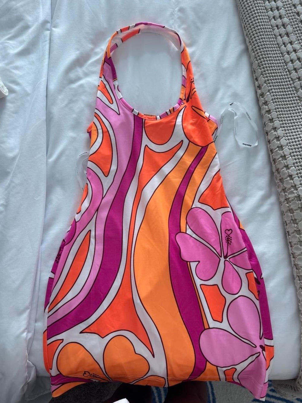 Kulani Kinis Pink & Orange Swirl Halter dress